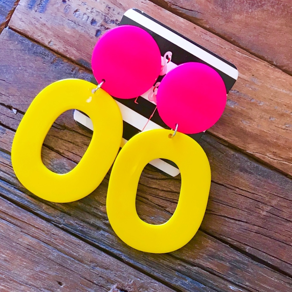 ✨15 left✨NWT - EARRINGS - Neon yellow & hot pink - Picture 3 of 6